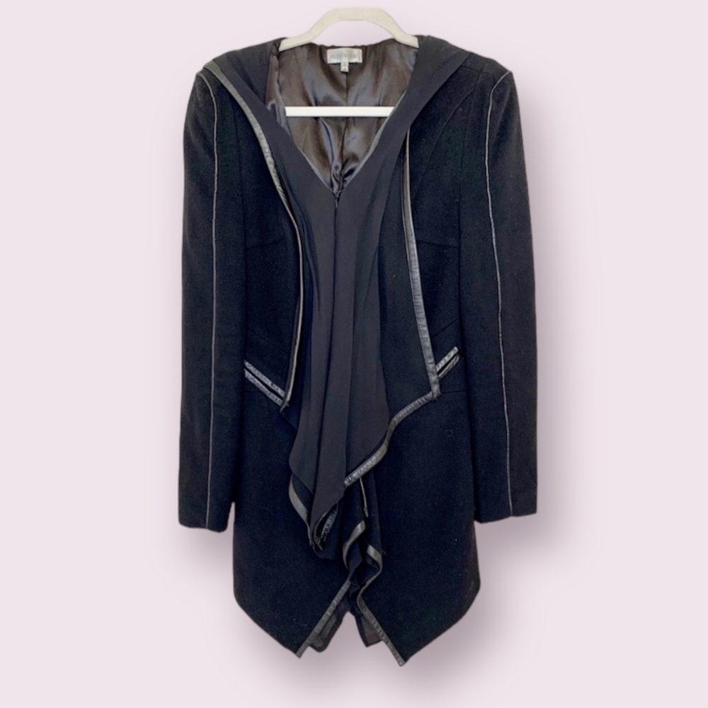 Valentina Shah Jacket Hood Wool Cashmere Leather Chiffon Unique Goth Rare Medium